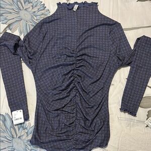 Free People Elegant Purple Houndstooth Women's Top
